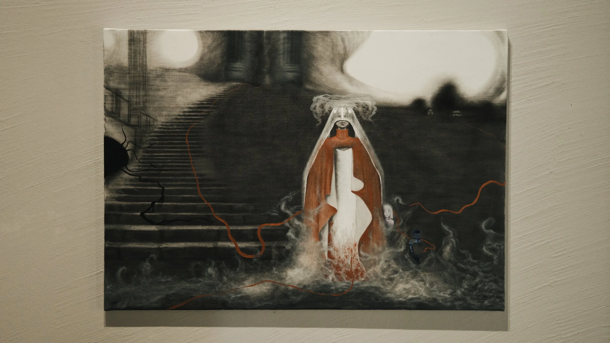 Peregrinus, 2025  mixed media on canvas, graphite and oil paint by Andrada Lolu. Photo by Daniel Truța.