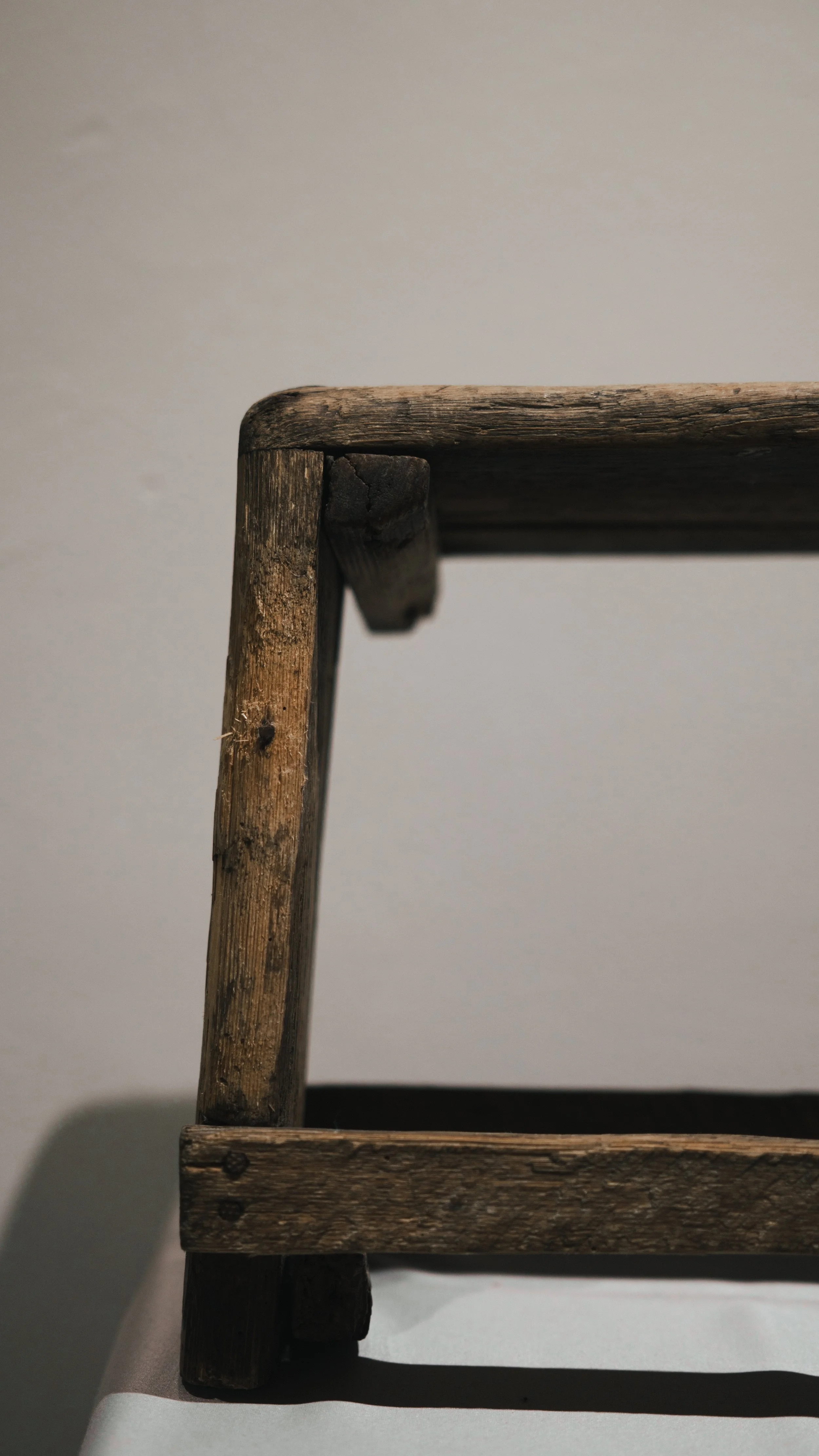 Inheriting, ready-made installation, a wooden bench  made by the artist’s grandfather by Andrada Lolu. Photo by Daniel Truța.