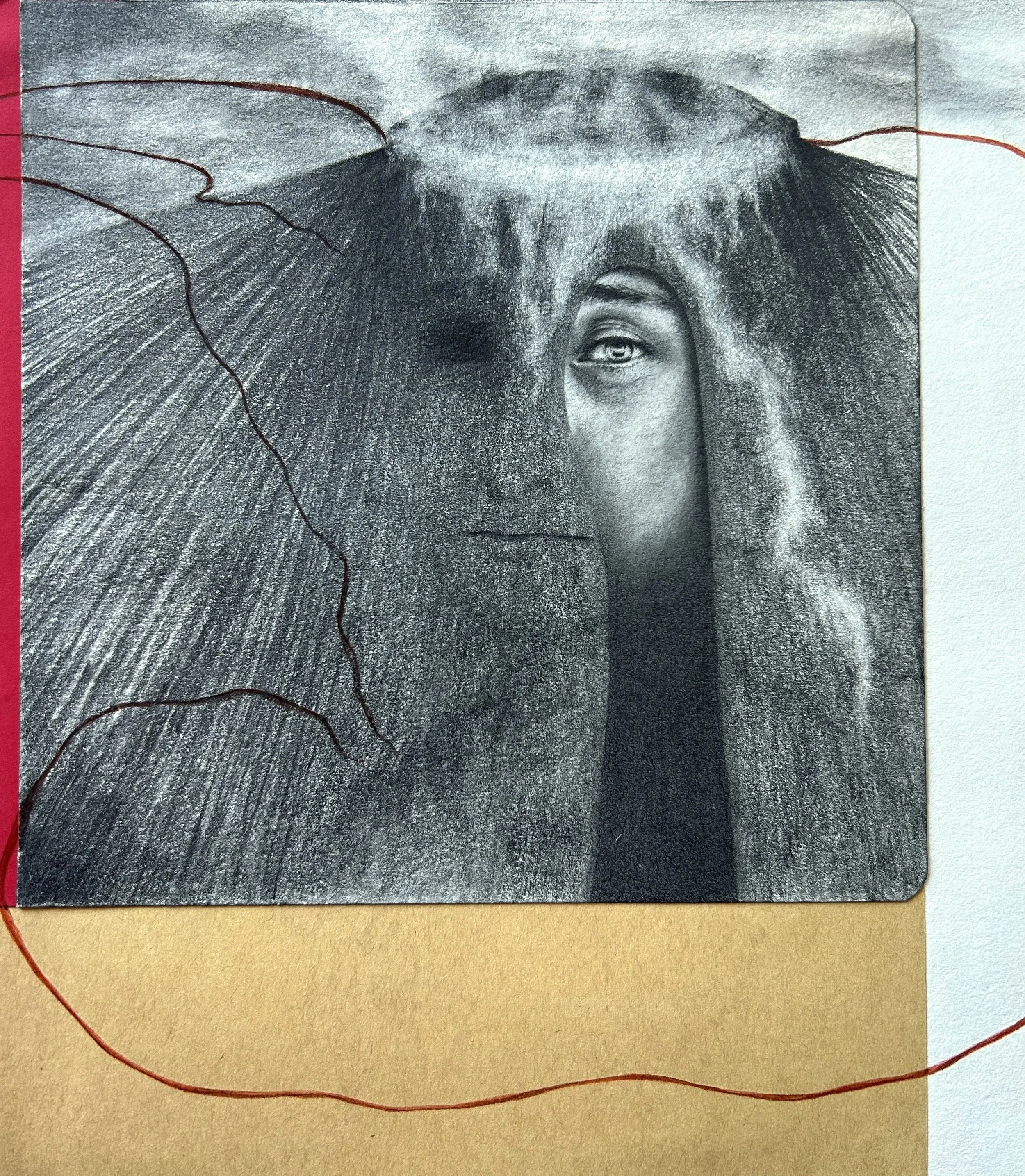 Now I see, but do I truly see…, 2026  mixed media on paper  24 × 27 cm by Andrada Lolu.