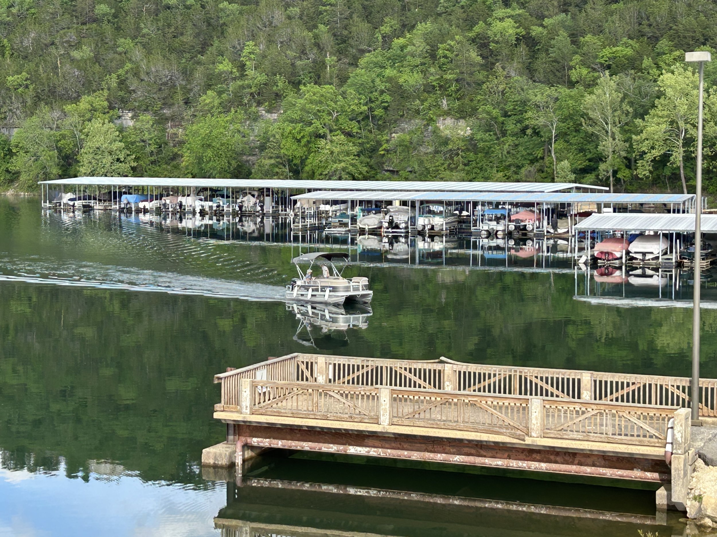 Boating with friends on Table Rock Lake at Holiday Island Marina.