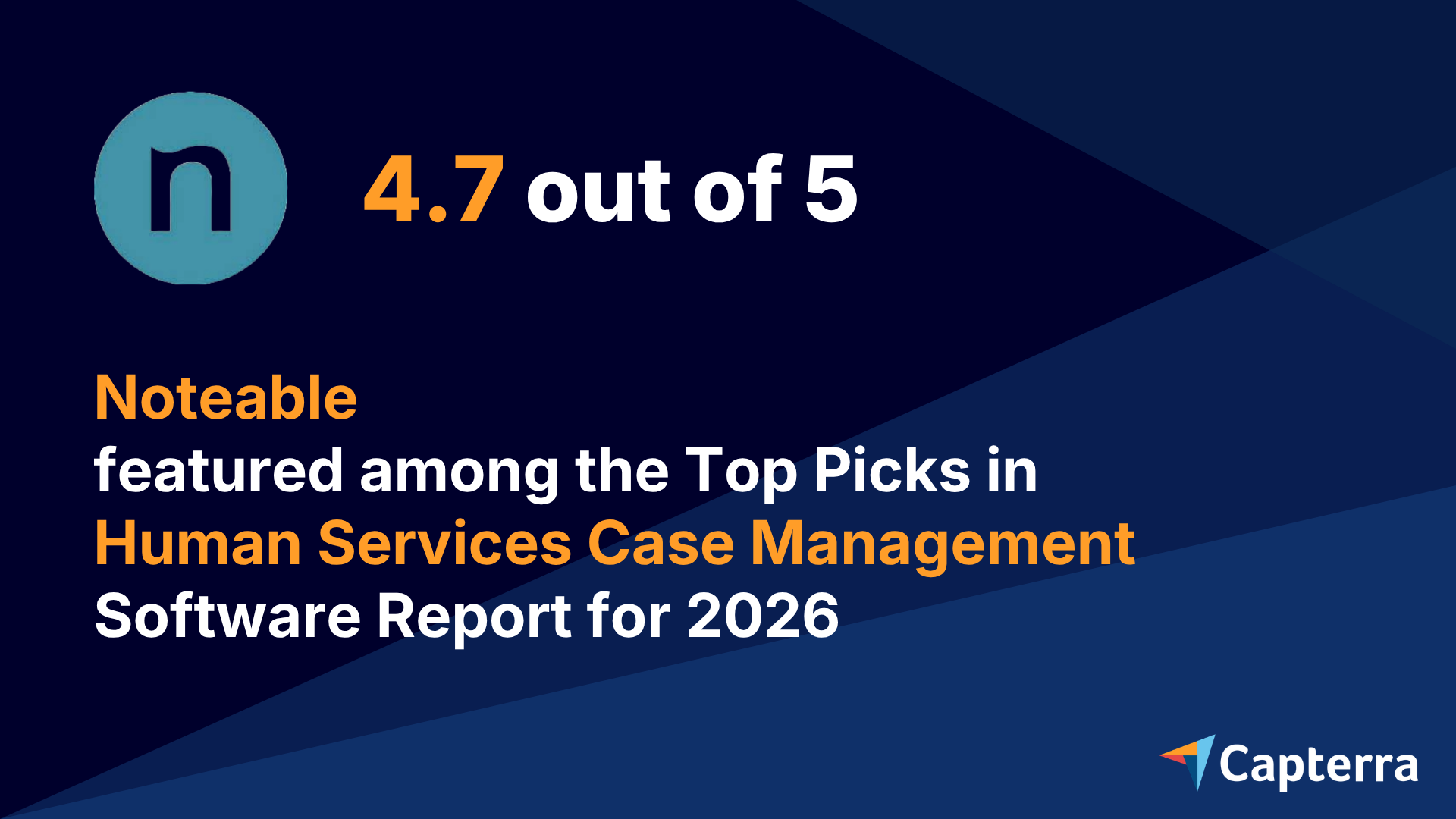 Noteable Featured as a Top Pick for Behavioral Health Organizations in Human Services Case Management Software for 2026 on Capterra
