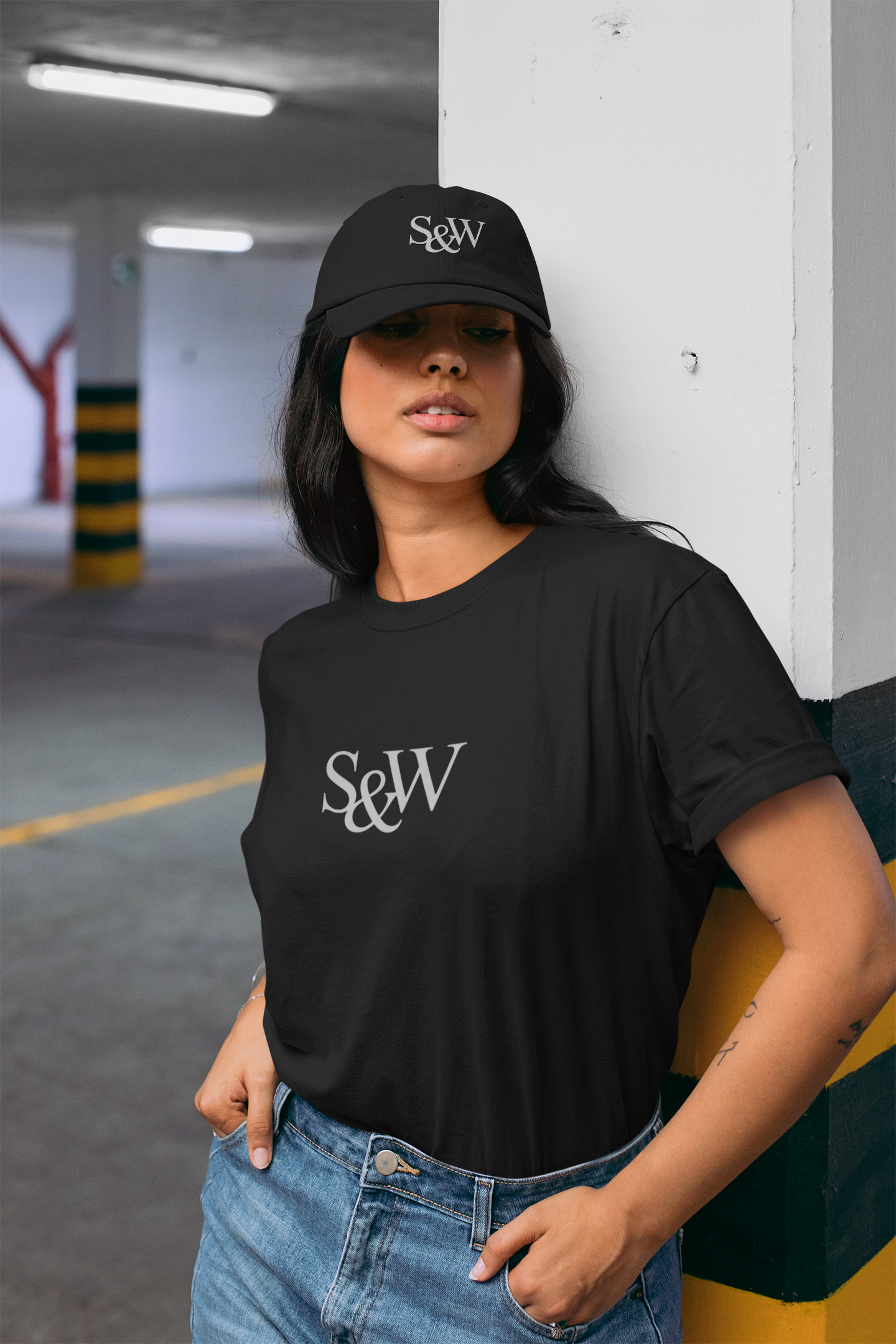 dad-hat-mockup-of-a-woman-wearing-a-t-shirt-in-the-parking-lot-28612.png
