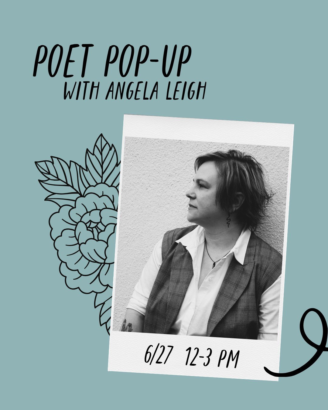 We are SO excited to share that a very special guest, Angela Leigh @thattattooedprofessor, will be popping up at the bookstore in celebration of her new poetry collection, "Tattoos, Tacos, and Time" (now available at the shop!) on Saturday,
