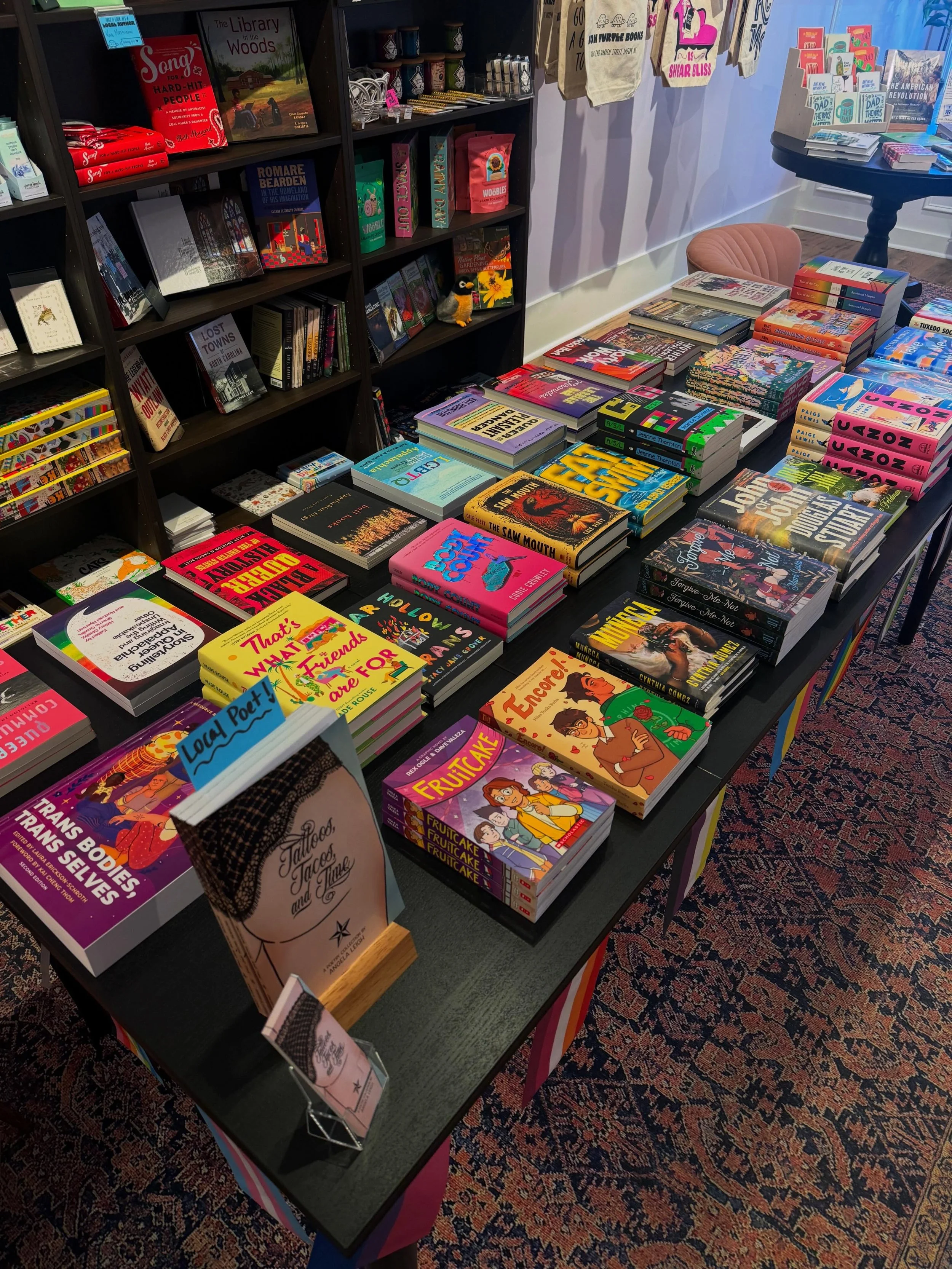 Our front table is full of LGBTQ+ books this month, featuring new and recent releases, and backlist titles that we think you&rsquo;ll love. Selections include children&rsquo;s books and adult books, graphic novels, mysteries, romantasy, poetry, essay