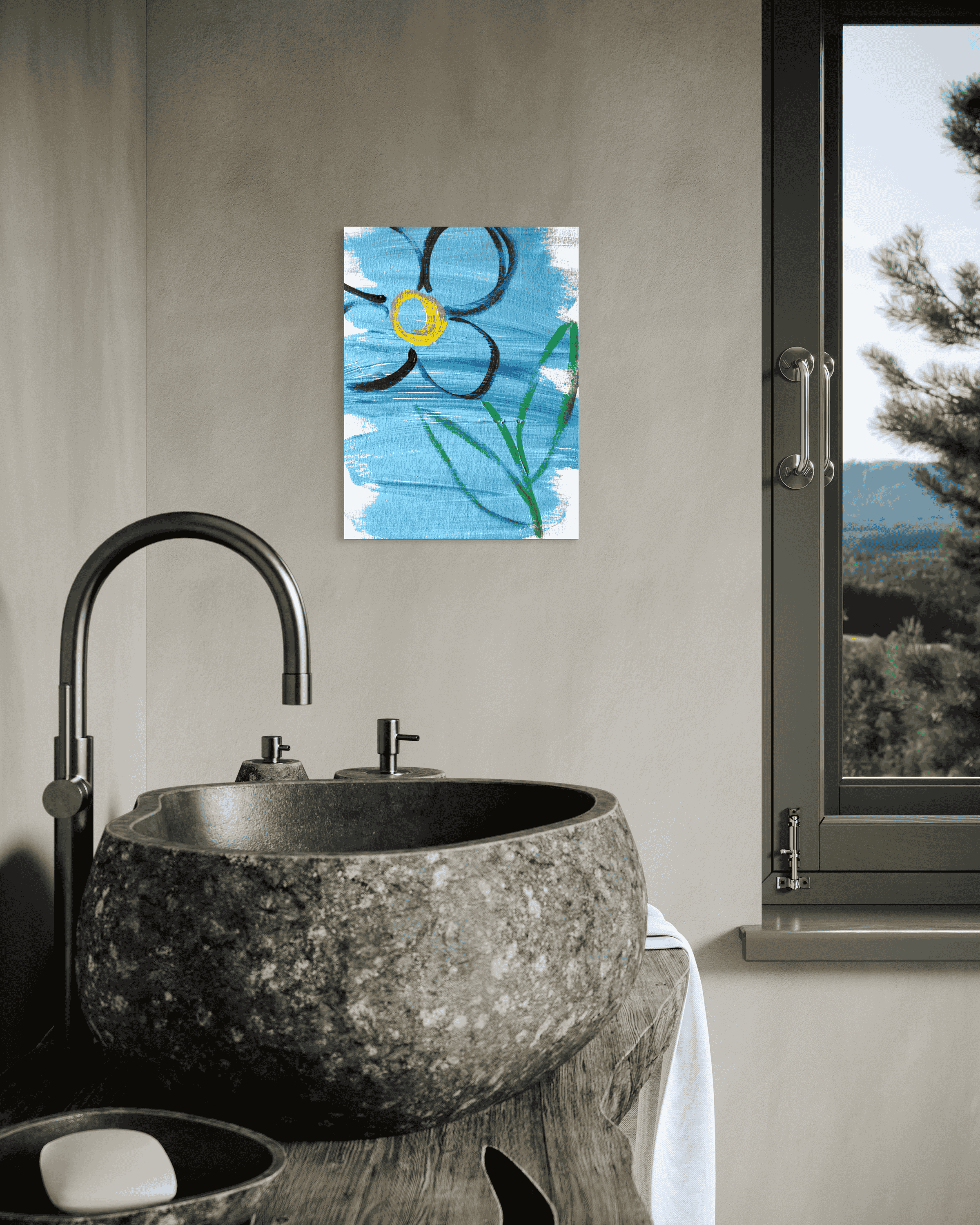 Barbara-Waldkirch-die-blaue-Blume-III-30x40cm-Acryl-Interieur-1.png