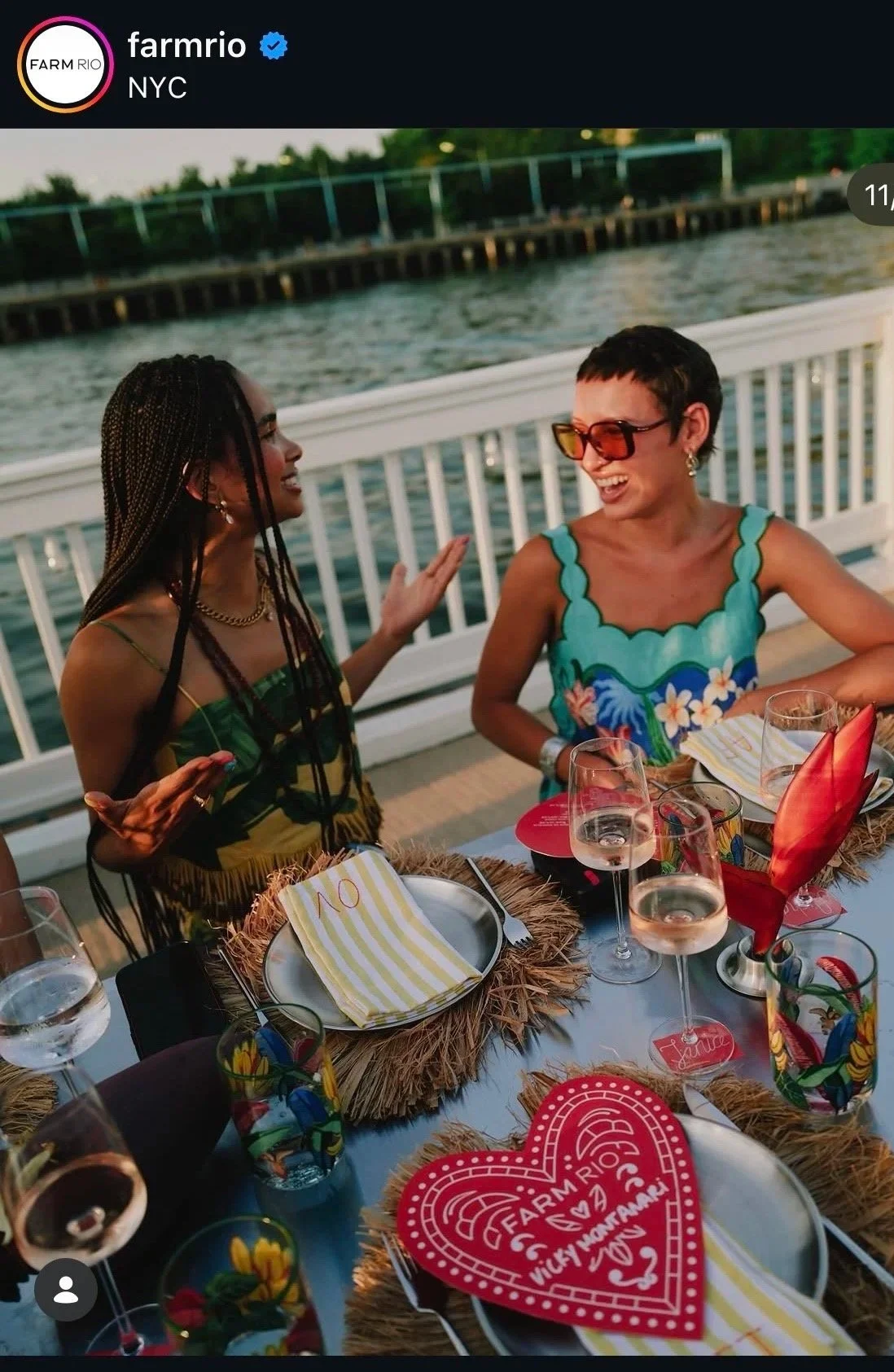 Custom dinner napkins for Farm Rio x Vicky Montanari event / Hand embroidered by Eliza / June 2026
