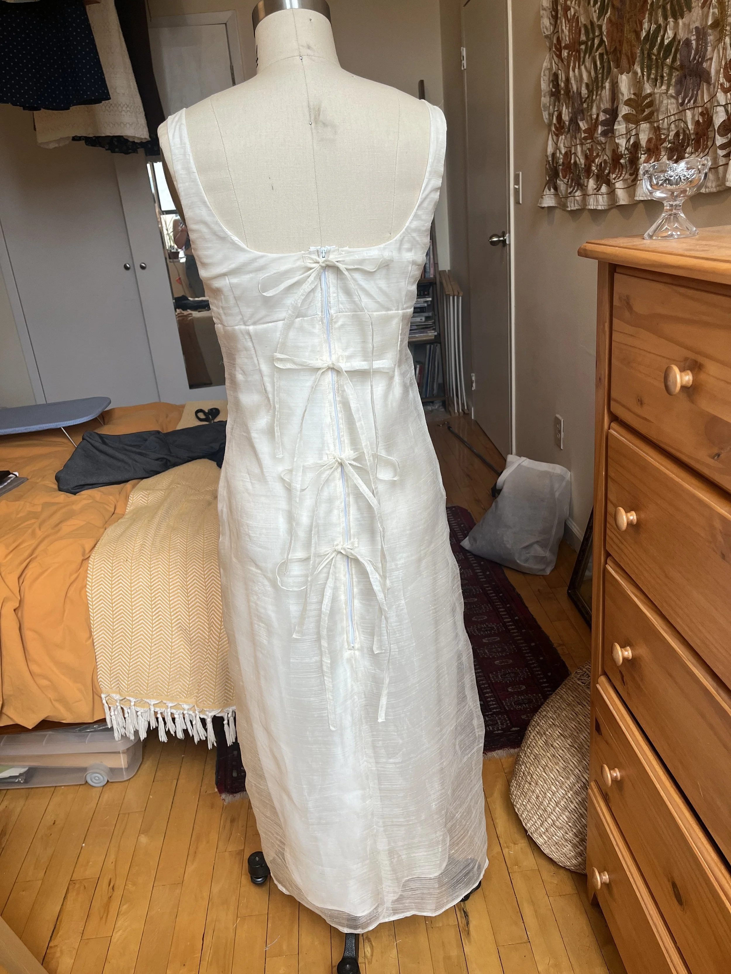 Custom wedding dress made from piña and lining fabric / Designed and sewn by Eliza
