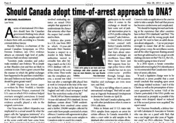 Should Canada adopt time-of-arrest approach to DNA?