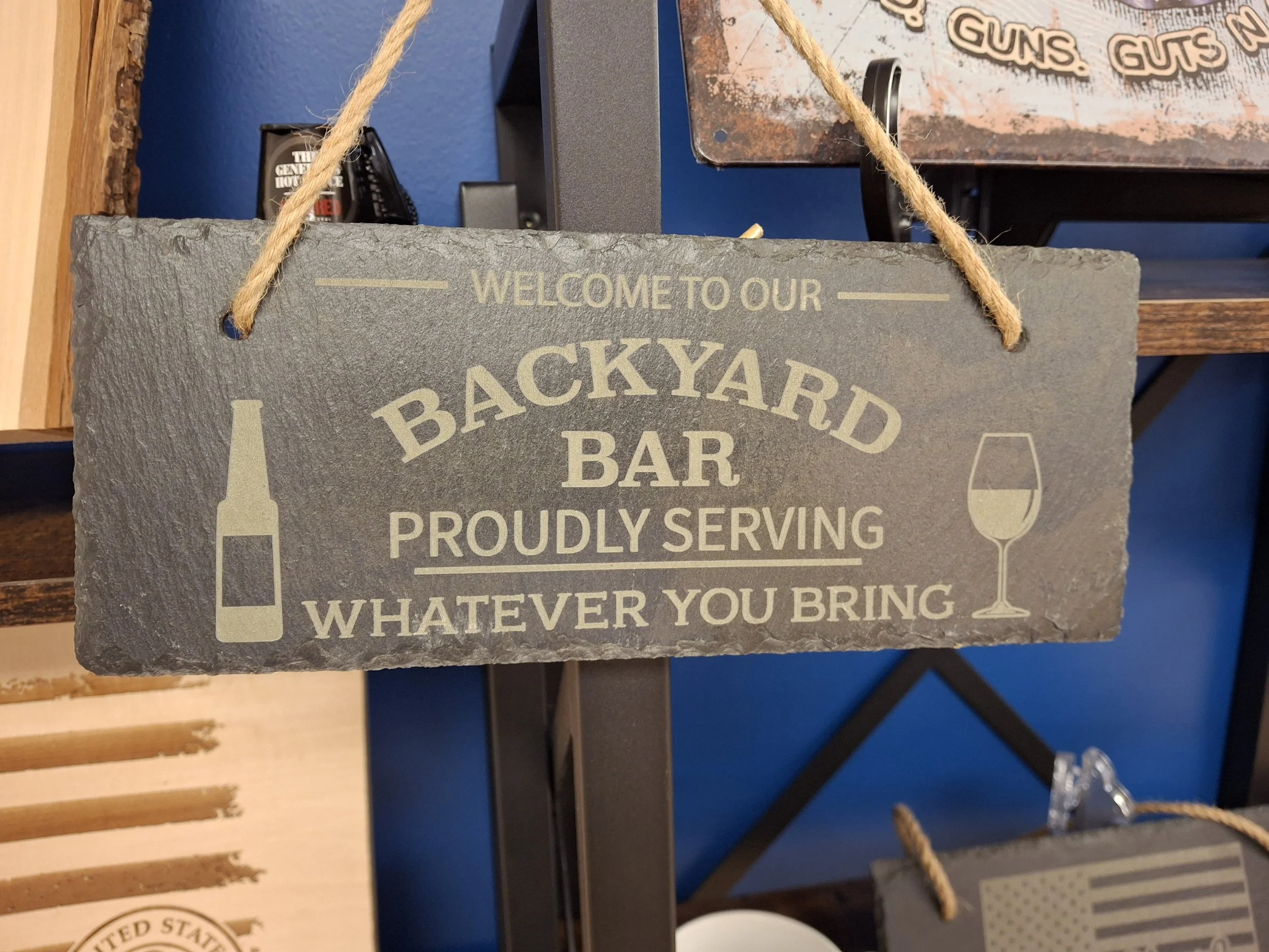 Backyard Bar Slate Hanging Sign