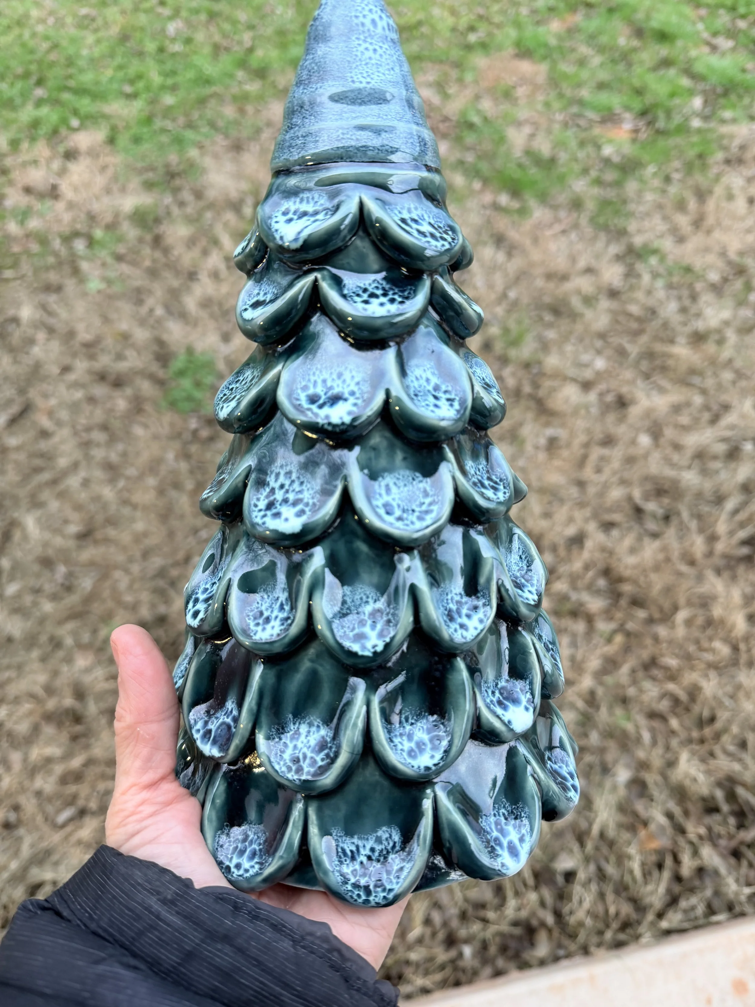 Blue-green glazed ceramic Christmas Tree