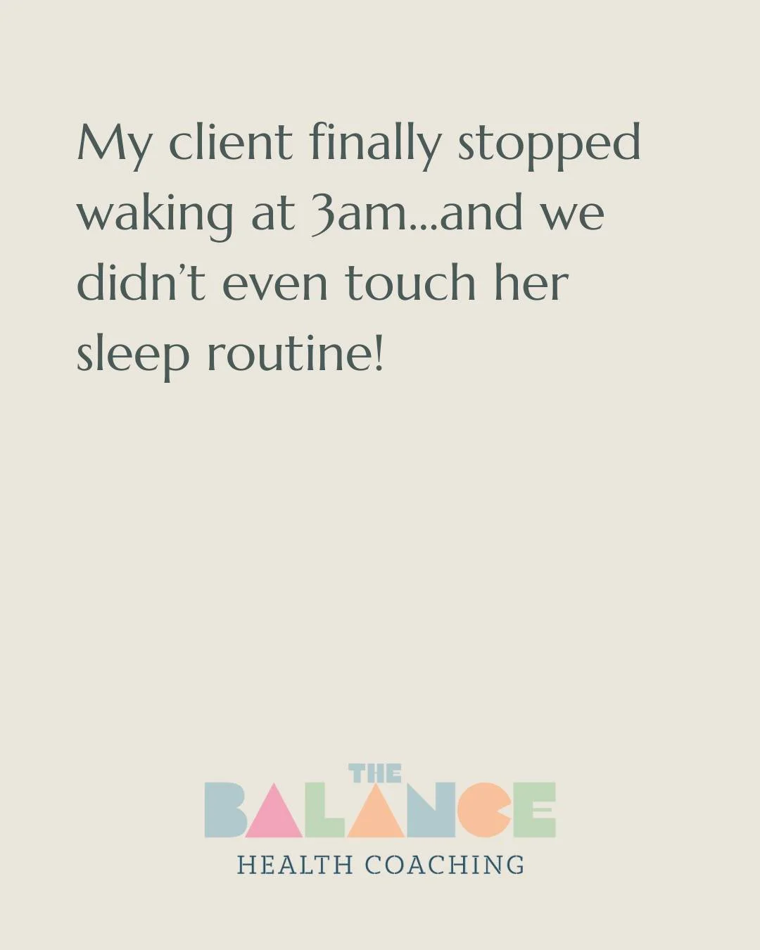 One of my clients had been struggling with waking regularly at 3am. Starting the day feeling tired, sluggish and always on the back foot.

When we worked together, we first regulated her nervous system and her nutrition and that's when she started to