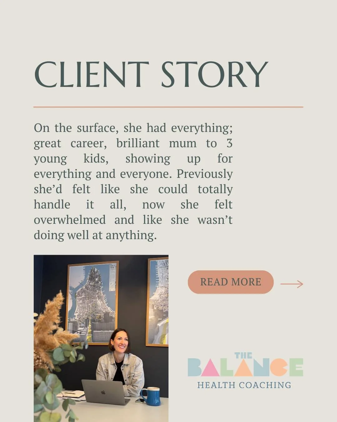 She was a high achieving mum of 3, great career, wonderful family, on the surface, looking like she has everything under control.

She came to me because, for some time, she'd felt overwhelmed and just couldn't keep on top of things. She was super or