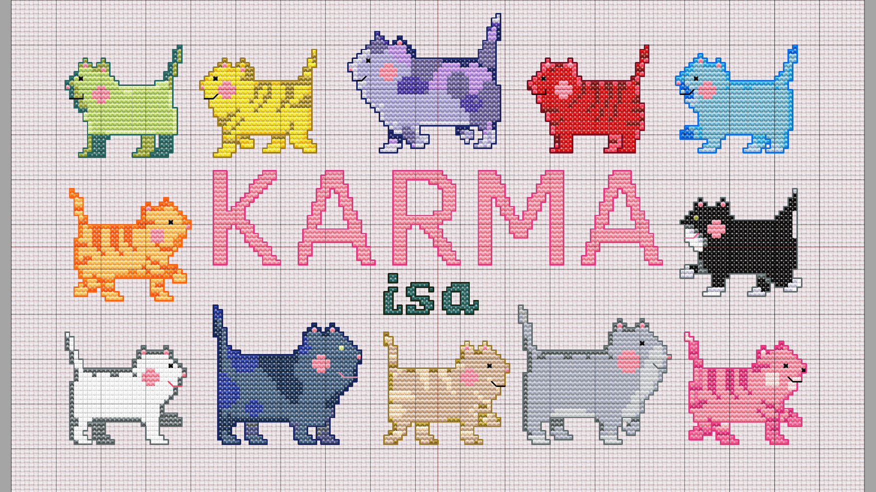 Karma is a Cat  Cross Stitch Pattern
