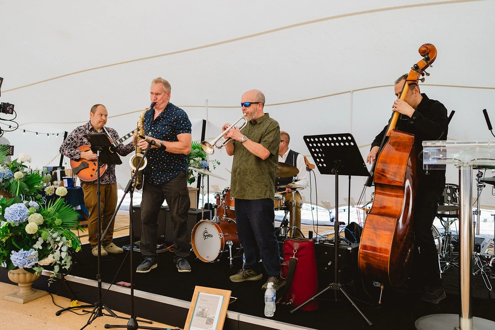 Triaura Jazz quintet performing live at a private event Norwich Cathedral
