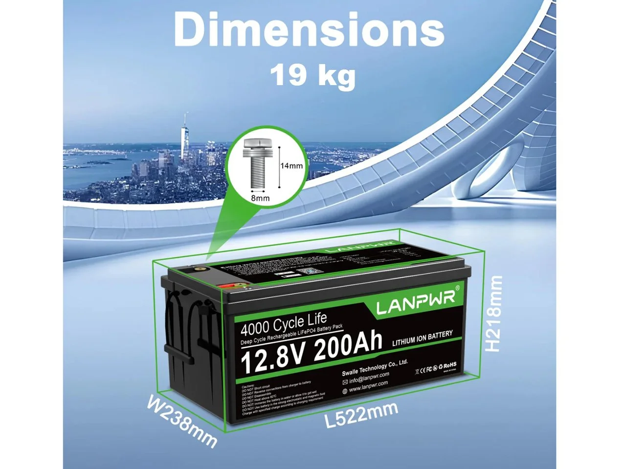 LanPWR12,8v-200Ah-BT-mitat ja paino.jpg