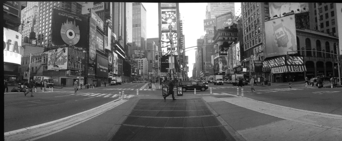 Times Square  Panoramic Black & White Print