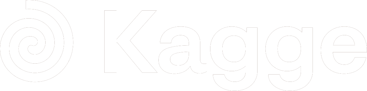 Logo med en spiral på venstre side og teksten 'Kagge' til høyre
