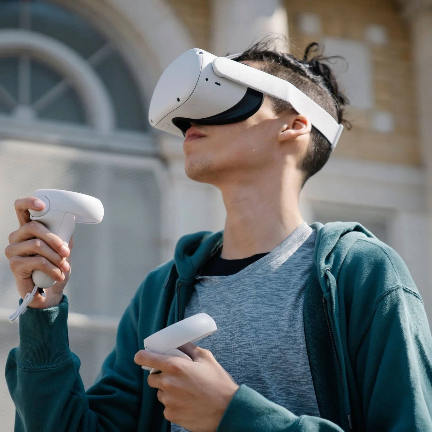 A man wearing a VR headset