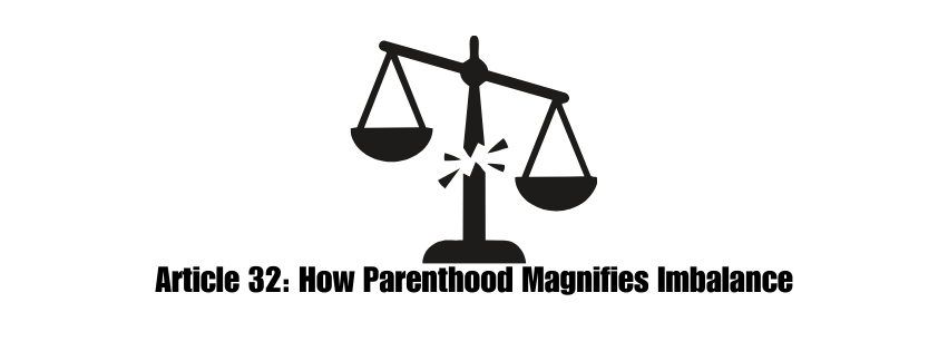 Balance scale representing inequality in parenting responsibilities