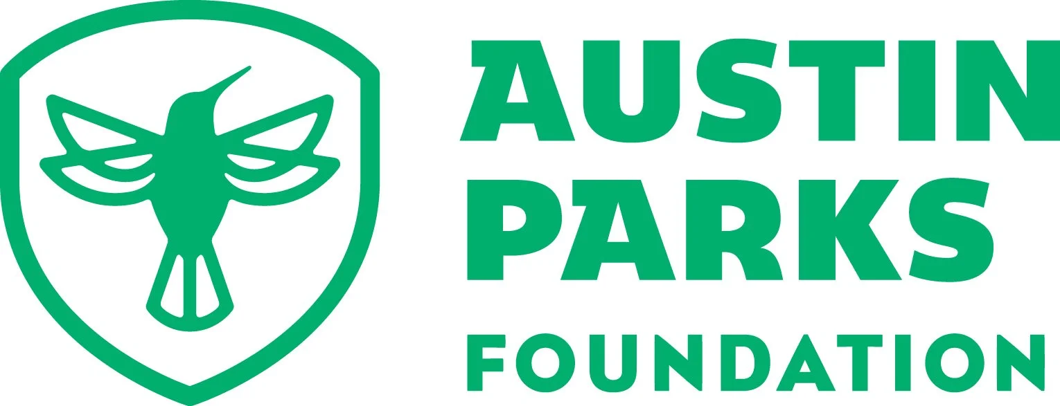 Green logo of Austin Parks Foundation with a shield and stylized tree emblem.