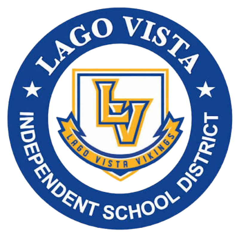 Seal of Laguna Vista Independent School District with the text 'Lago Vista Vikings' and the motto 'Lago Vista.'
