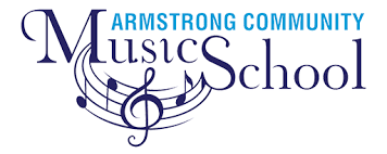 Armstrong Community Music School logo with a treble clef, musical notes, and text.