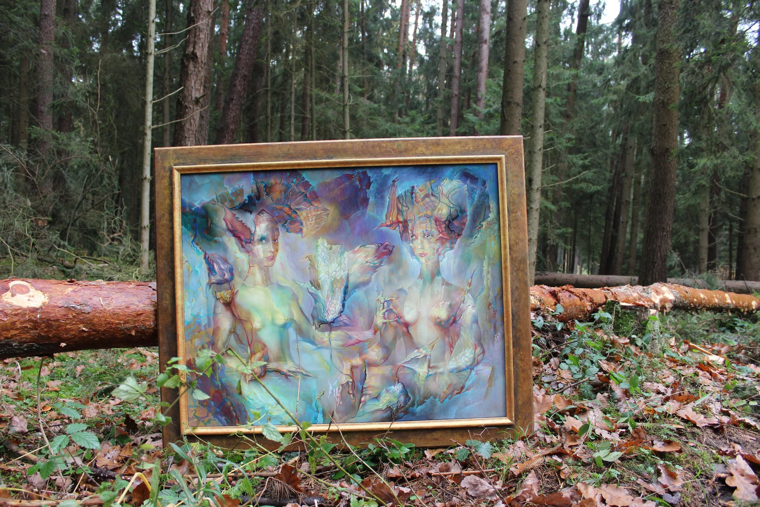 Two sisters painting fantastic realism