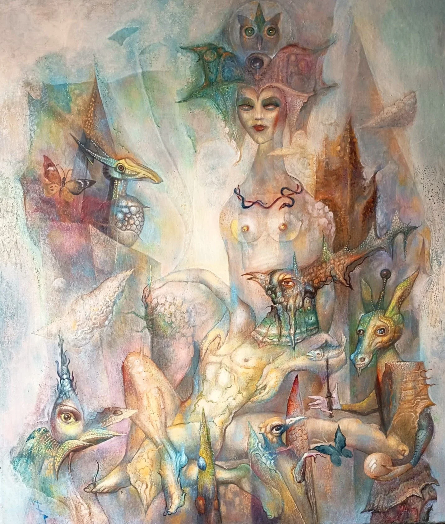 oil painting with fantastic creatures