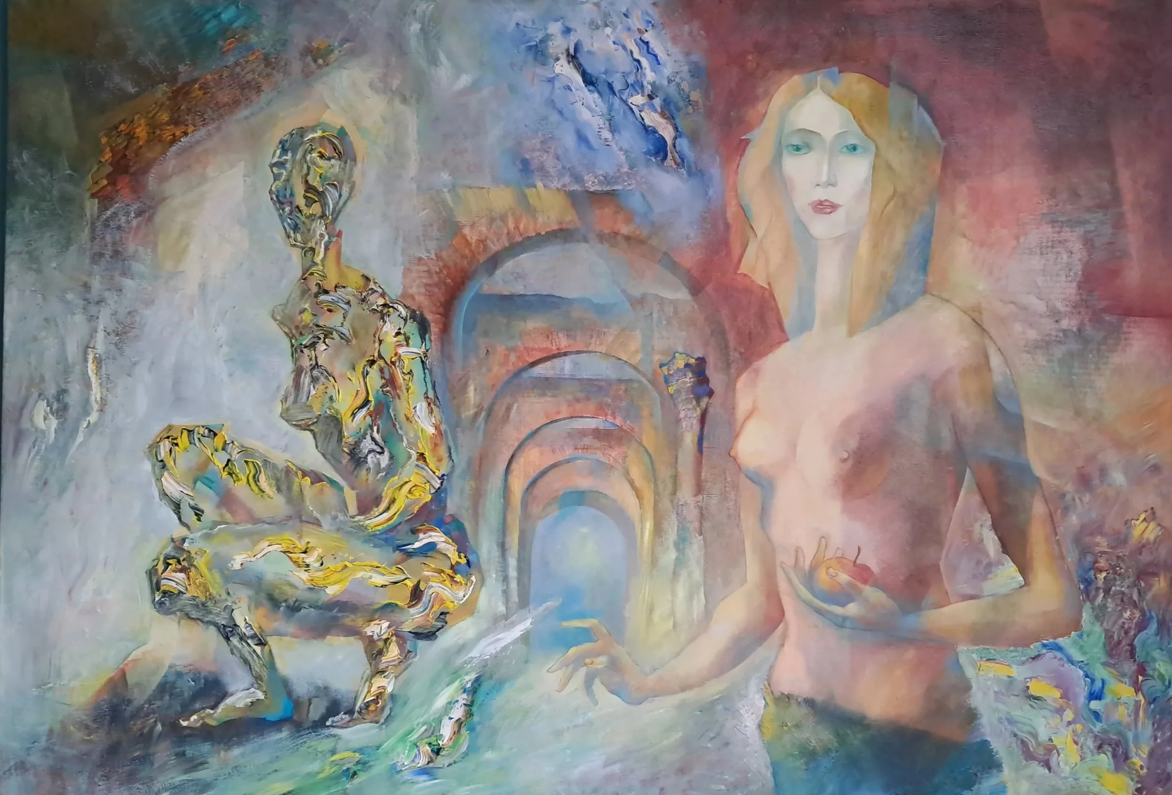 two naked women oil painting