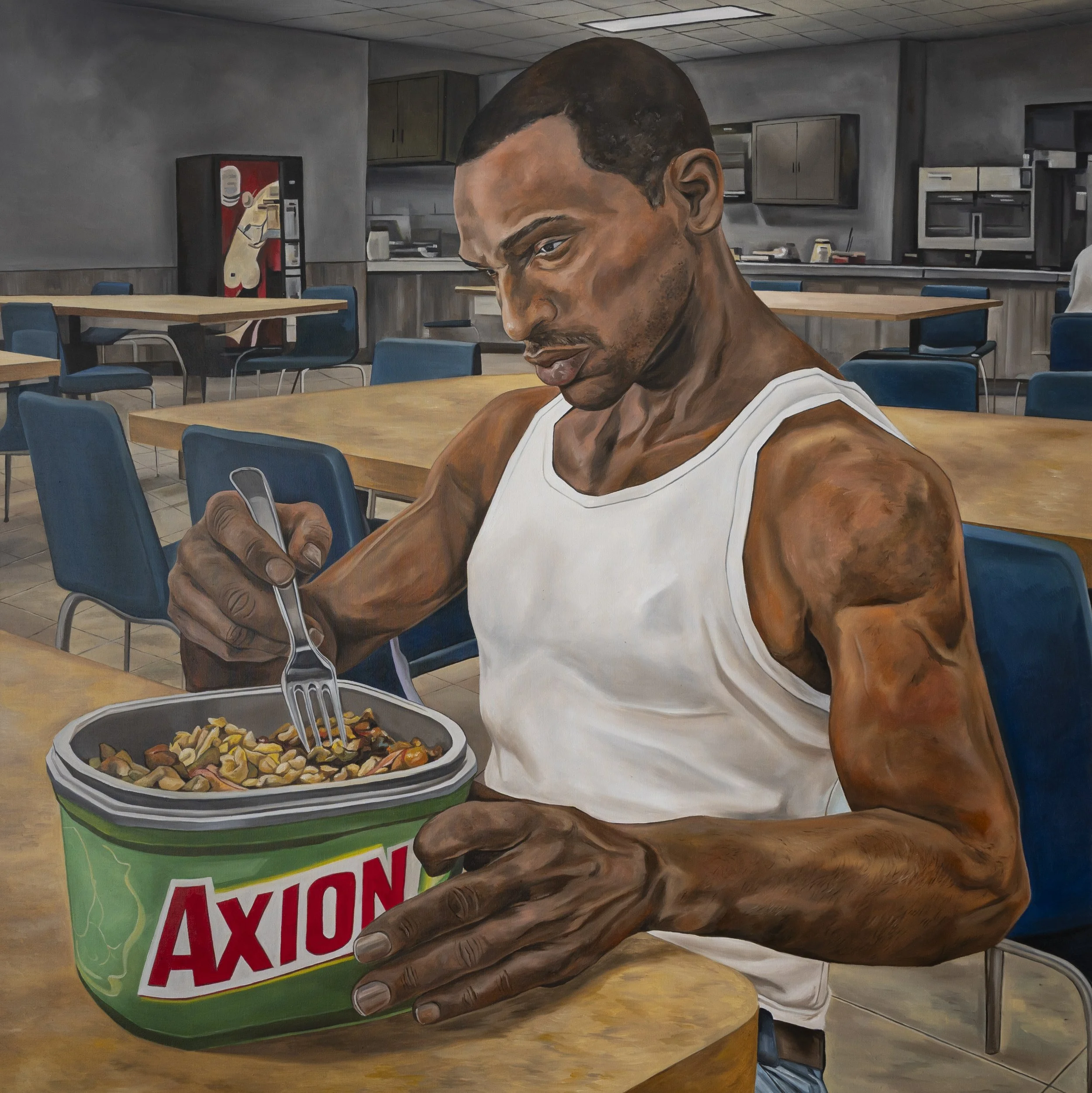 
“Hay días donde se come jamón. Otros mortadela. (Hoy no se come ni carne)”
Óleo sobre tela
100x100cm
2026. 
Esta obra forma parte de un proyecto en desarrollo*. 

PRECIO: $3,500 USD
