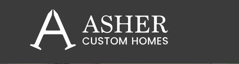 Asher Custom Homes logo on a dark gray background.