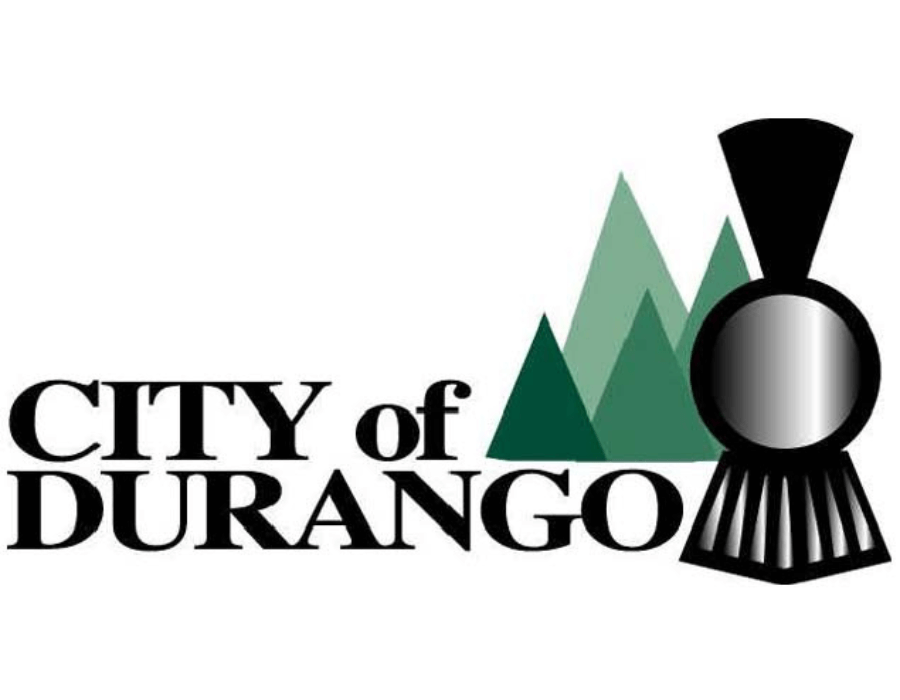 Logo of the City of Durango featuring stylized mountains and a black steam locomotive.