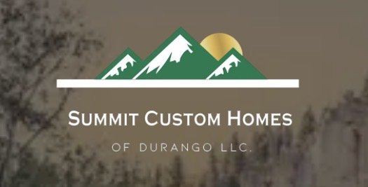 Logo for Summit Custom Homes of Durango LLC with mountain graphic and sun in the background.