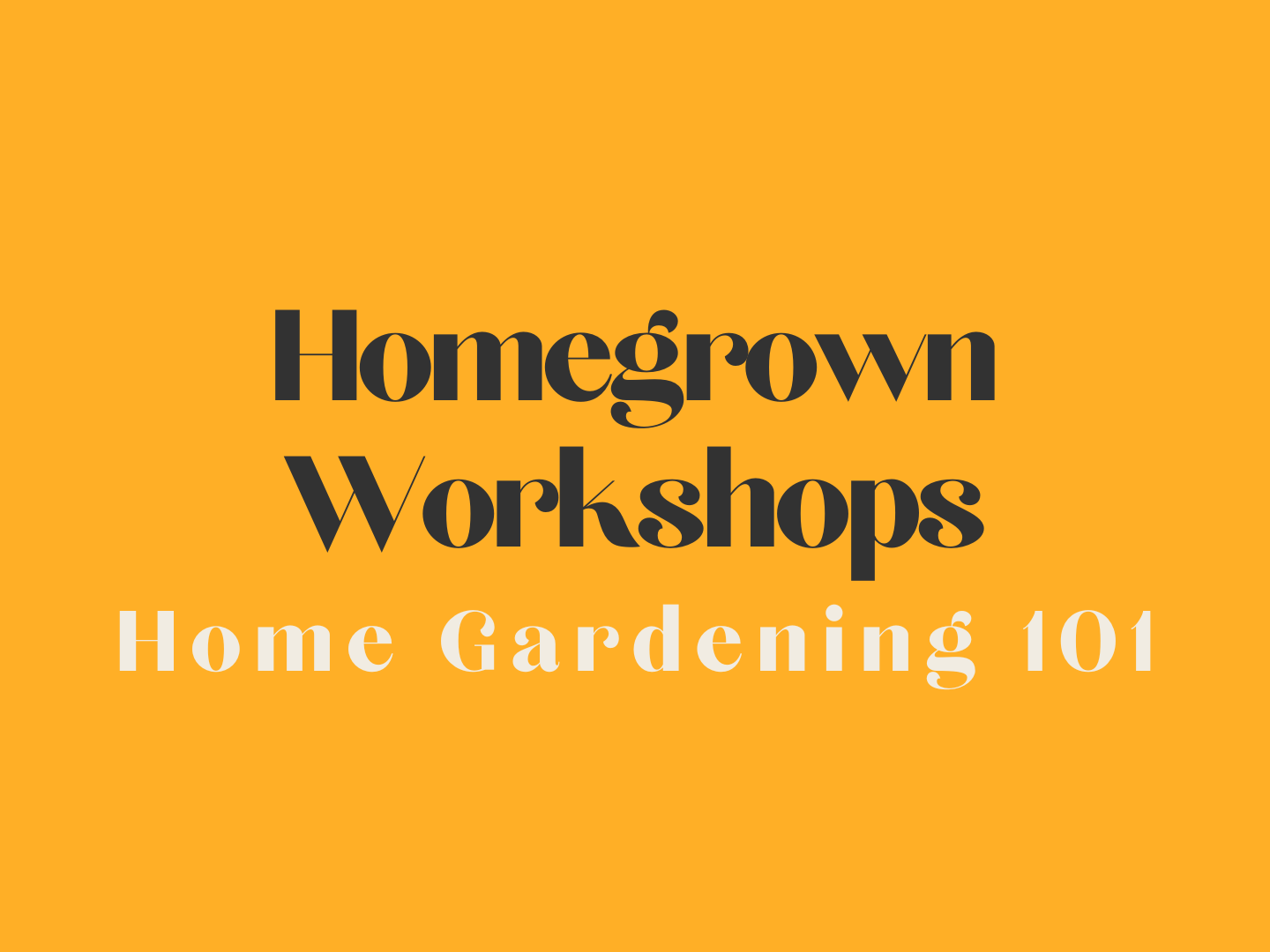 Homegrown Workshop: Gardening 101