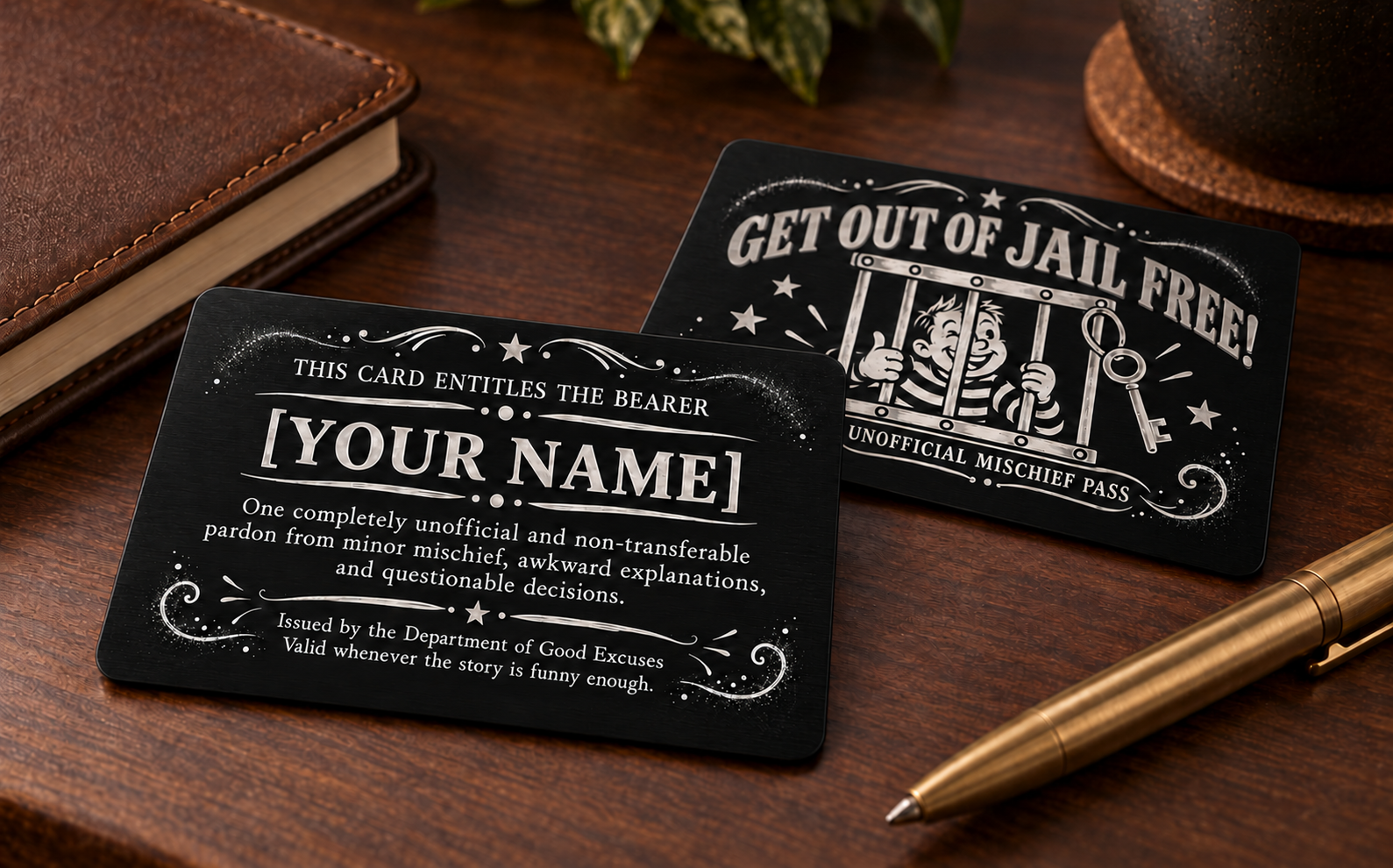 Personalized Get Out of Jail Free Metal Card