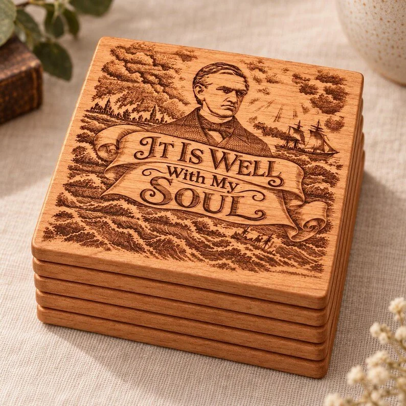 It Is Well With My Soul Square Basswood Coasters, Set of 6