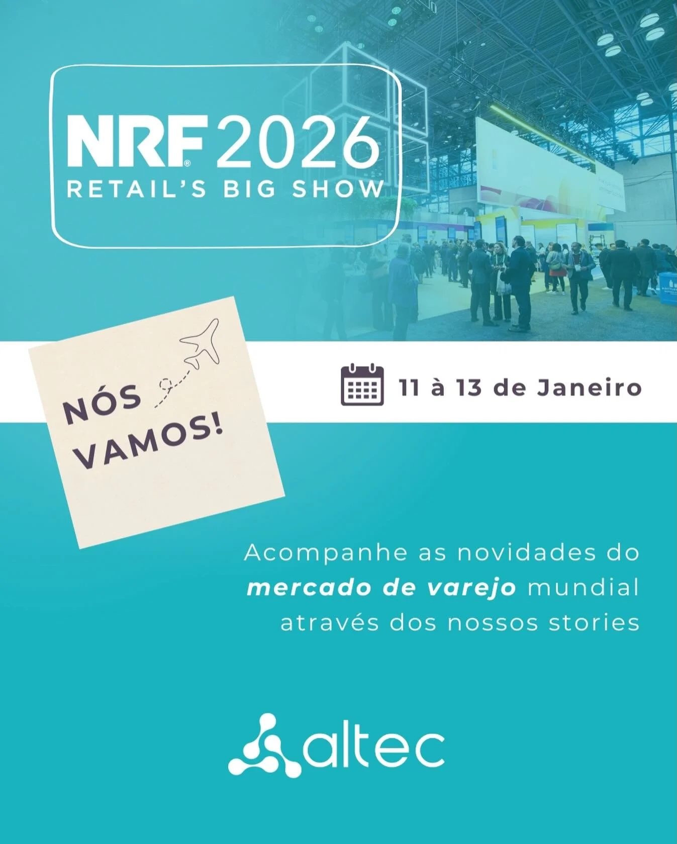 Estaremos na NRF 2026, em Nova York. 
O maior evento de varejo do mundo &eacute; um ponto de encontro para discutir tecnologia, inova&ccedil;&atilde;o e, principalmente, os caminhos reais para um varejo mais eficiente e sustent&aacute;vel. Mais do qu