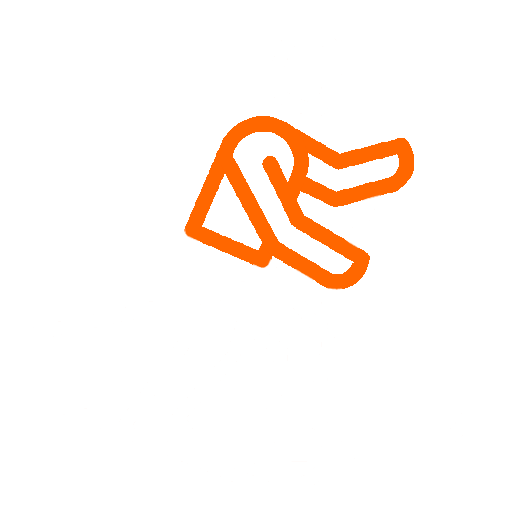 Icon of a person skiing with skis and a pole on an orange background.