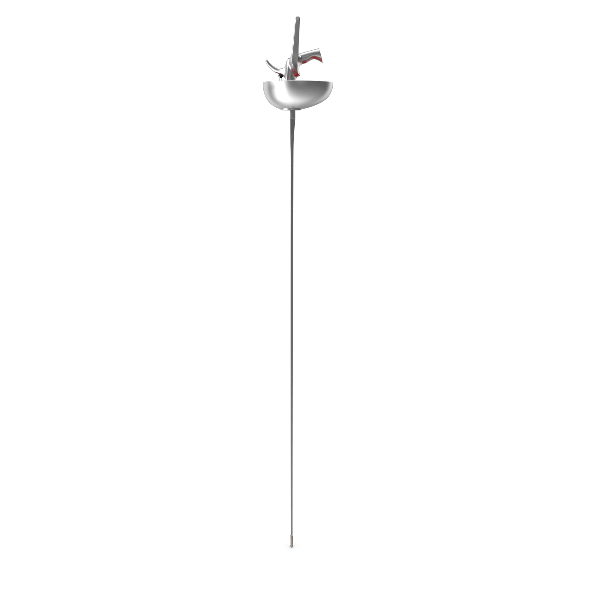 A stilt walker costume with a metallic bowl, a faucet, and a prop hammer.