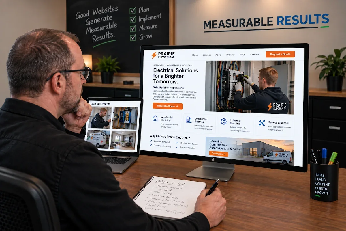 Website content and copywriting strategy for an electrical company, turning real services and project experience into clear customer-focused website content.
