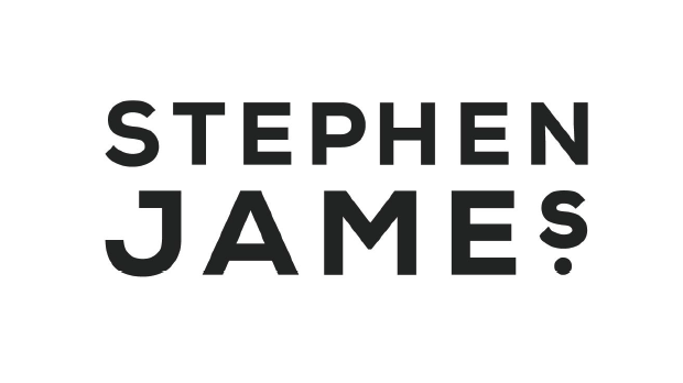 "Stephen James" logo in bold black text on a white background.
