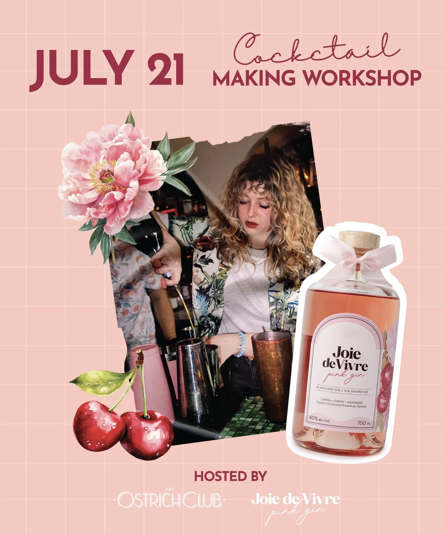 Joie de Vivre Pink Gin has officially arrived in Nova Scotia and we&rsquo;re hosting a Cocktail Workshop with @the_ostrichclub and @tor_devine to celebrate the launch!
 🎀 Limited tickets available - link in bio and details below.

TUESDAY JULY 21 - 