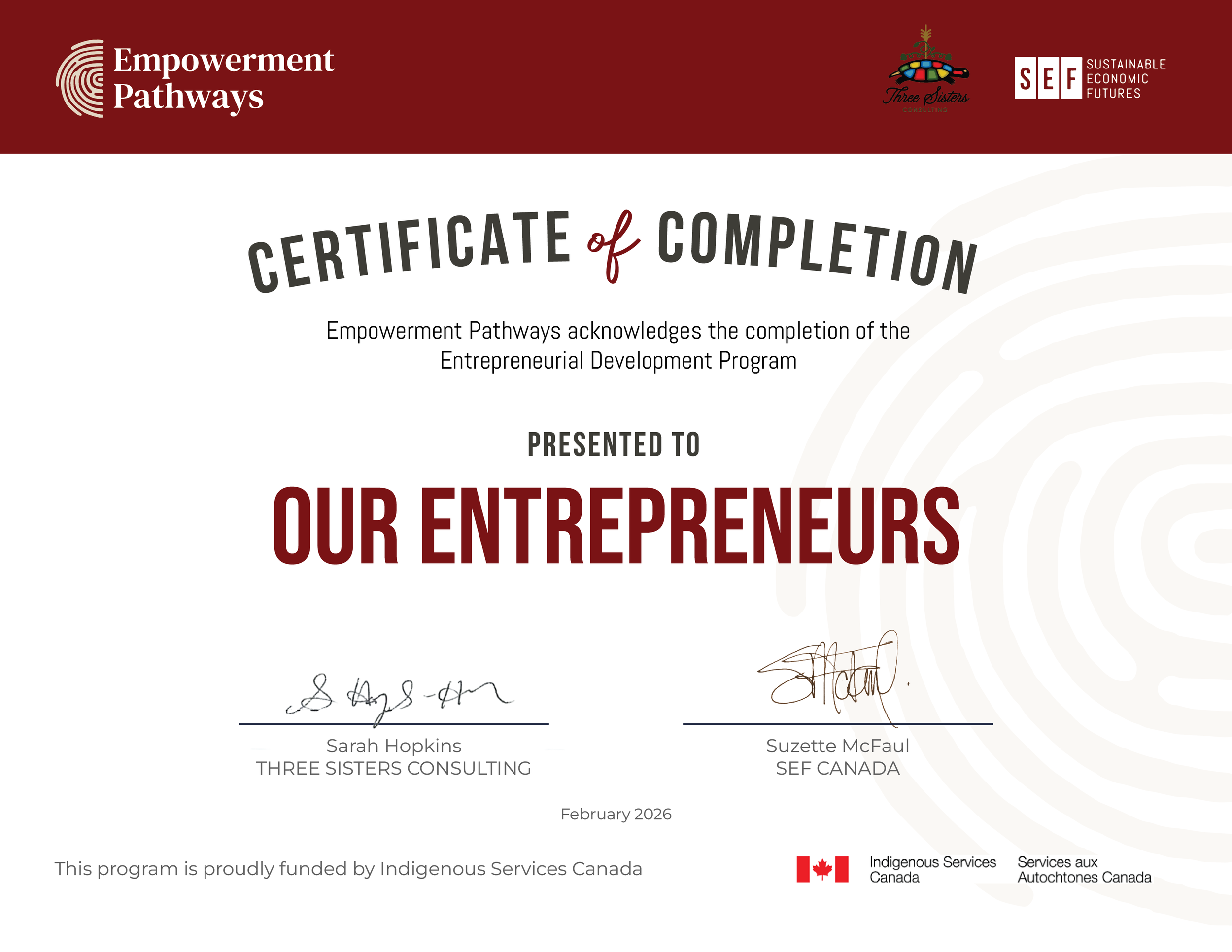 Certificates of completion 