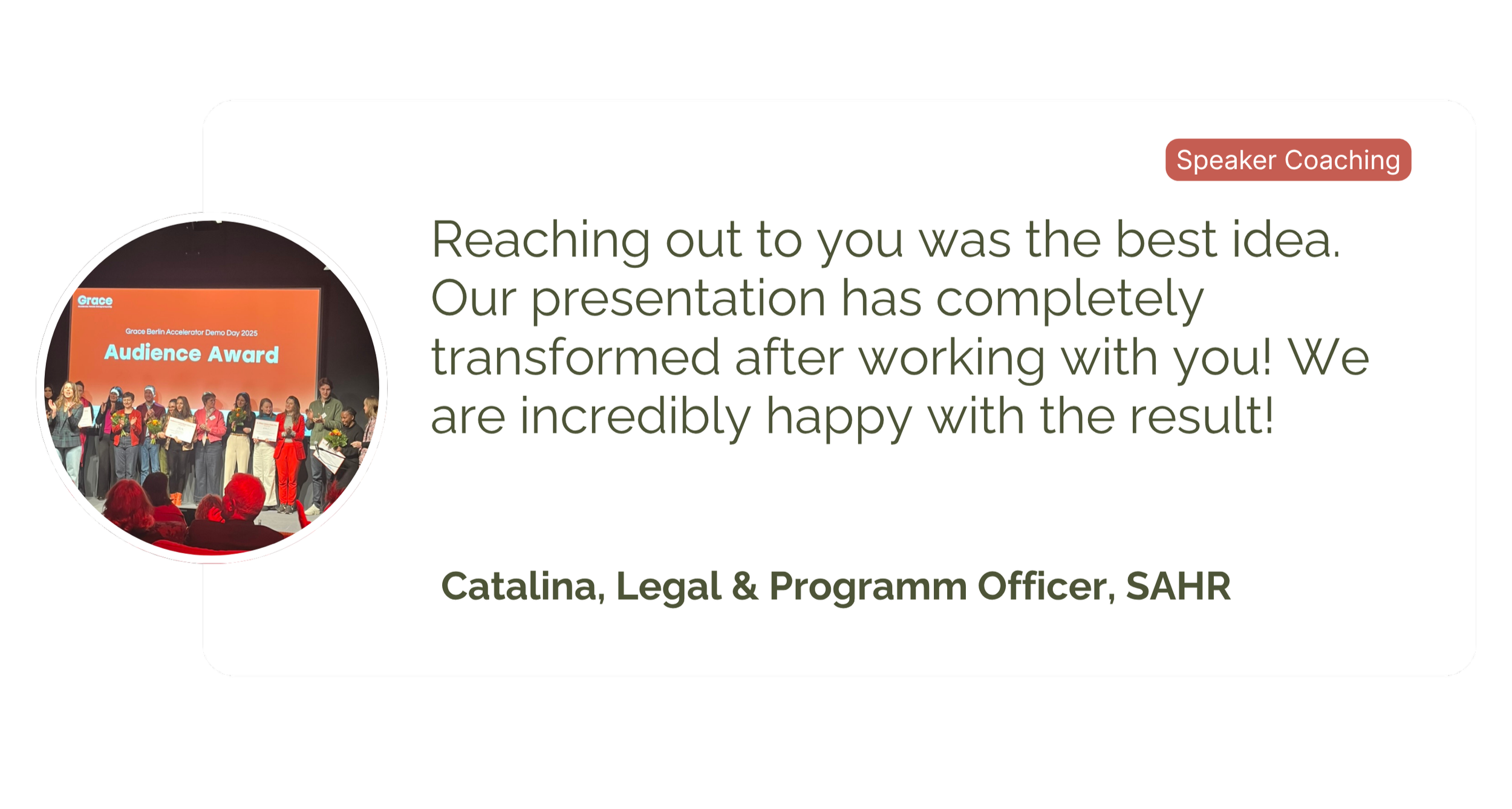 Reaching out to you was the best idea. Our presentation has completely transformed after working with you. We are incredibly happy with the result.