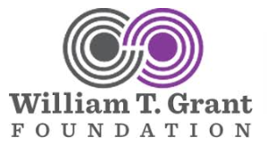William T. Grant Foundation logo with two interconnected circular designs, one black and one purple.