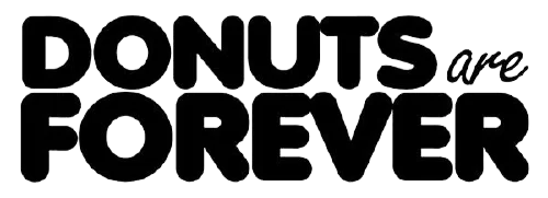 Text logo that reads 'Donuts are Forever' in black font.