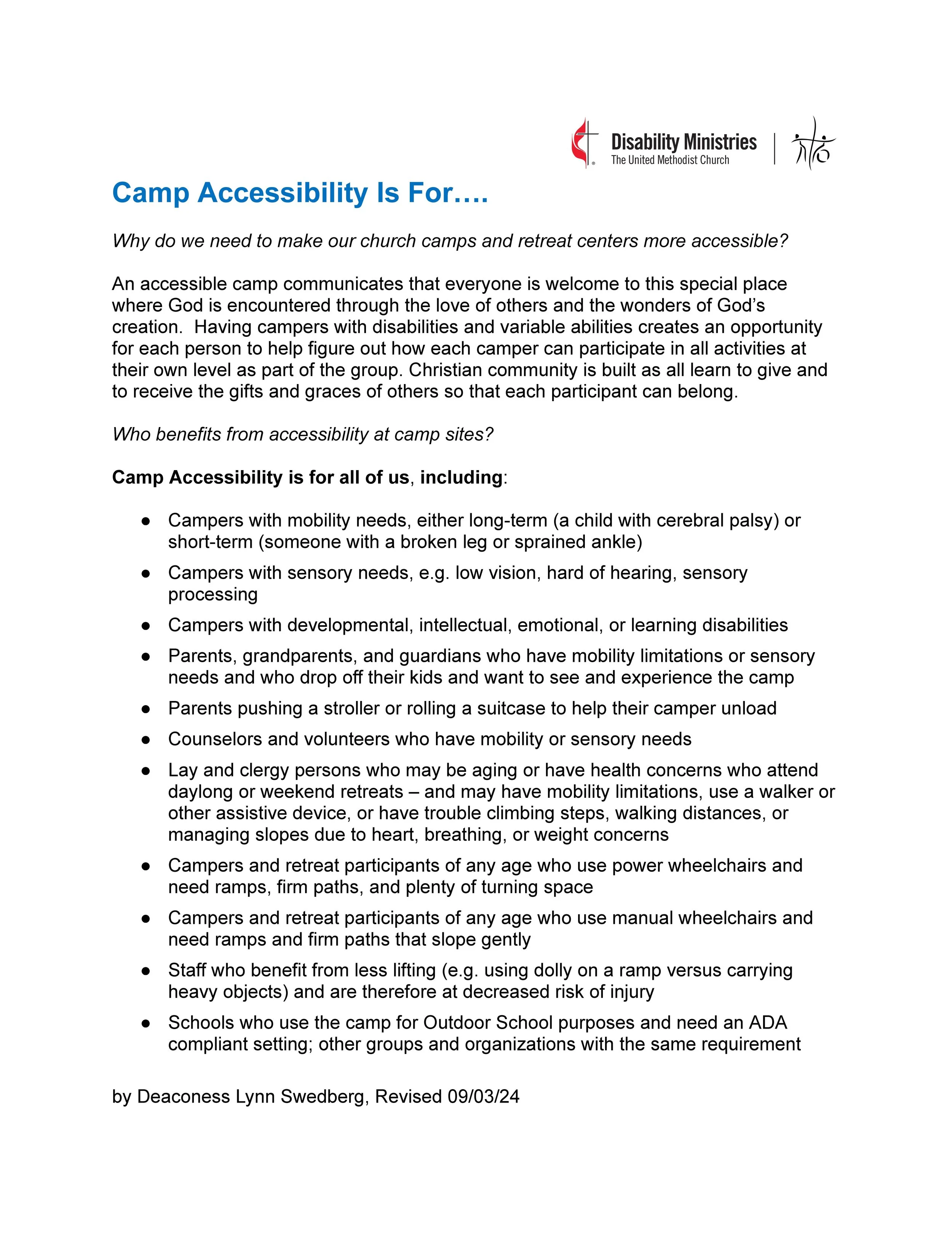 Camp Accessibility Is For….