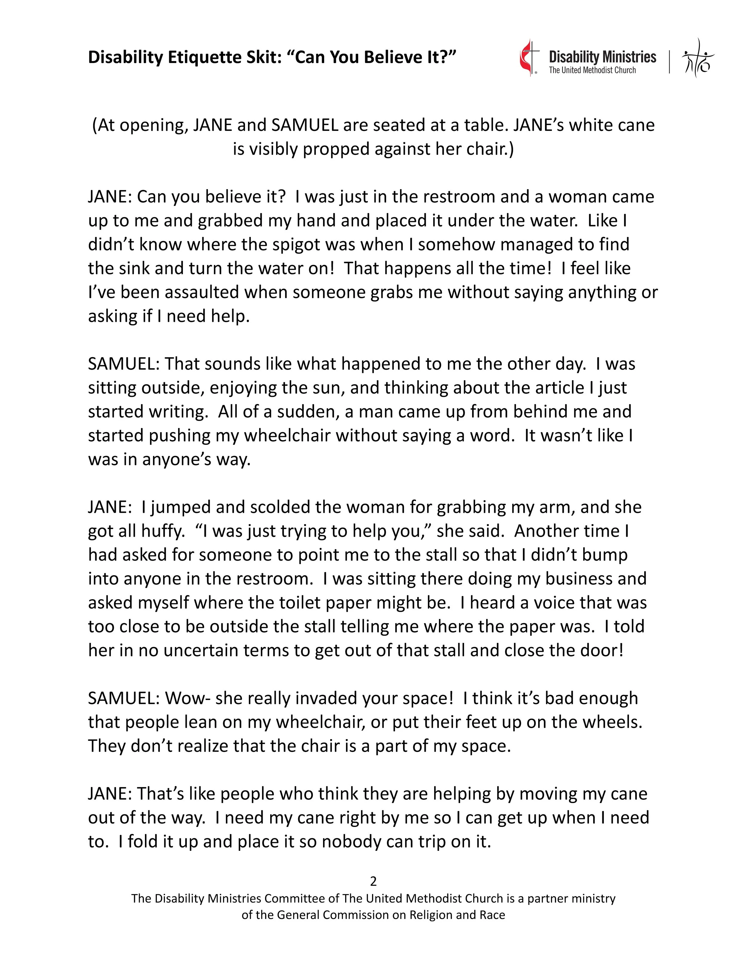 Disability Etiquette Skit