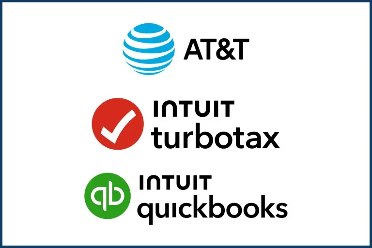 Intuit and AT&T brand logos