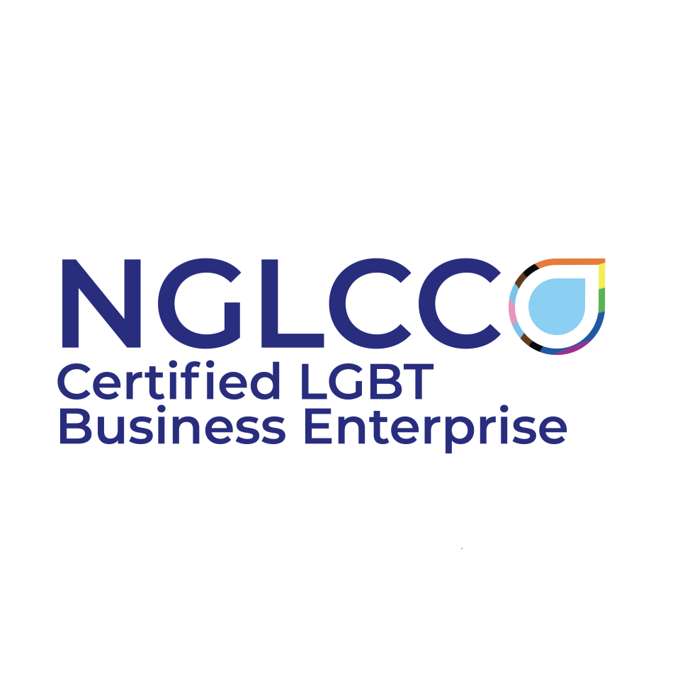 NGLCC certified LGBT business enterprise logo with a colorful droplet icon.